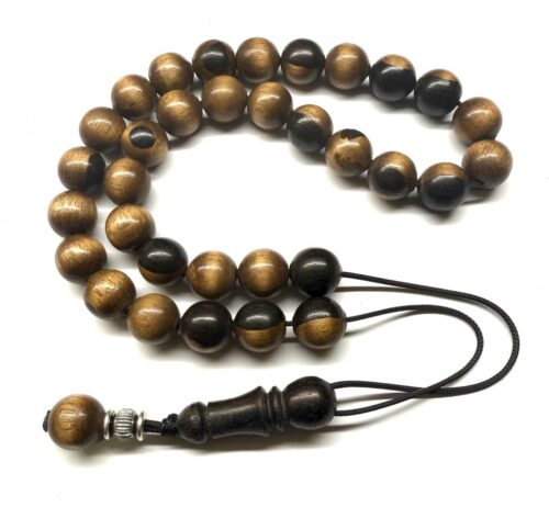 Κομπολόι από δίχρωμο στρογγυλό Εβενο με 33 χάντρες EBO 16