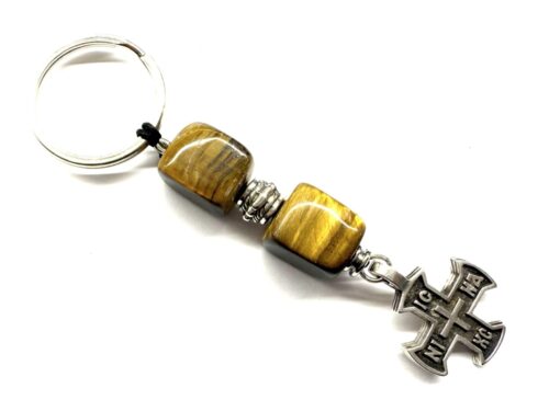 Μπρελόκ από Μάτι τίγρης και μέταλλο Αλπακά KEY 1