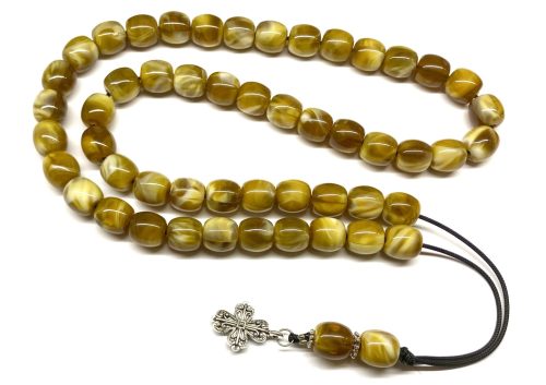 Κρητικό κομπολόι με 51 χάντρες από Ρητίνη στο χρώμα του Κεχριμπαριού RIT 600