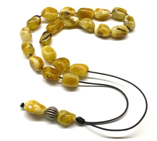 Κομπολόι από ατόφιο Κεχριμπάρι βασιλικό βότσαλο AMB 155