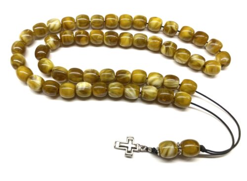 Κρητικό κομπολόι με 51 χάντρες από Ρητίνη στο χρώμα του Κεχριμπαριού RIT 600