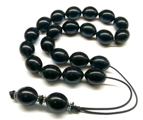 Κομπολόι από Μαστίχα Αιγύπτου νέας κοπής σκούρο πετρόλ MAS 275