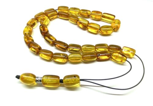 Κομπολόι 33άρι από ατόφιο Κεχριμπάρι με μια χάντρα που εσωκλείει έντομο AMB 365