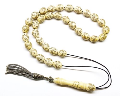 Κομπολόι 33άρι από παλαιό Ελεφαντόδοντο κεντημένο με Ασήμι ELE 395