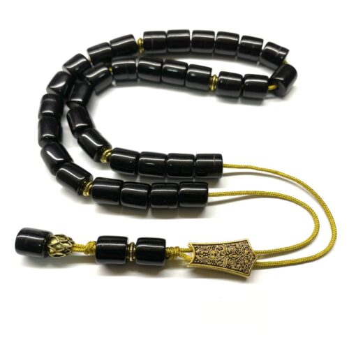 Κομπολόι 33άρι από Ρητίνη μαύρη με χρυσές λεπτομέρειες RIT 334