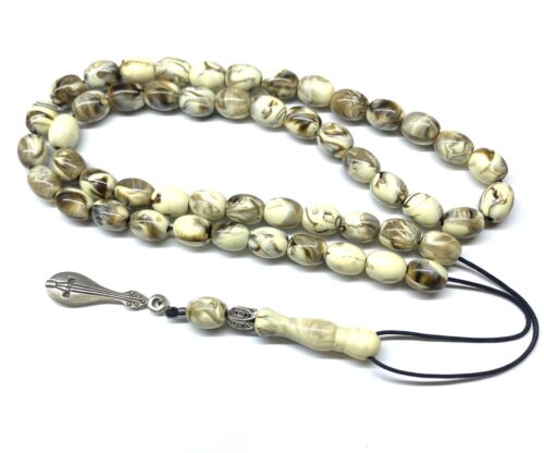 Κρητικό κομπολόι με 51 χάντρες από Ρητίνη σε κρεμ καφέ χρώμα RIT 800