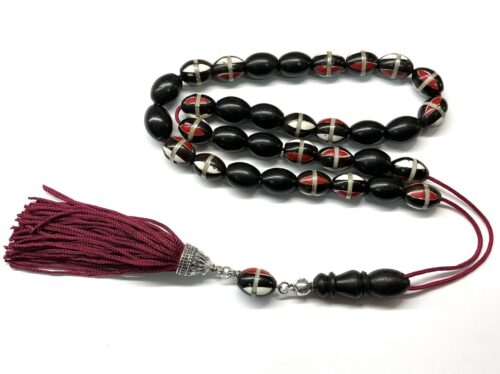 Κομπολόι 33άρι από ξύλο Εβενου με ένθετα και απλό EBO 20