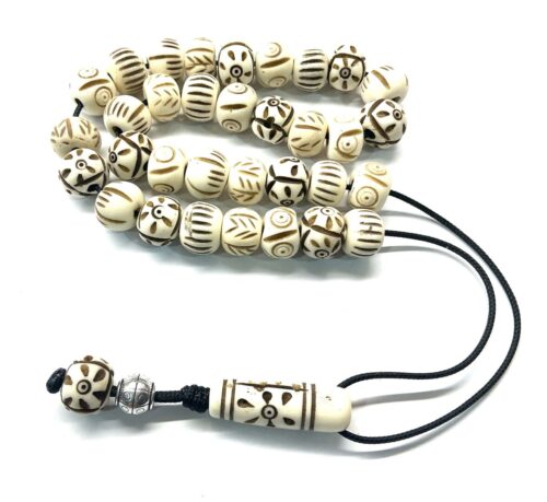 Κομπολόι 33άρι από ποικιλία κόκκαλου καμήλας σκαλιστό CB 38