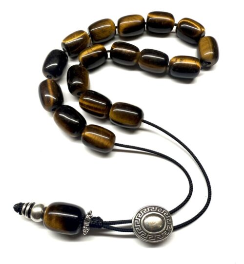 Κομπολόι από ημιπολύτιμο λίθο Μάτι τίγρης βαρελάκι STO 201