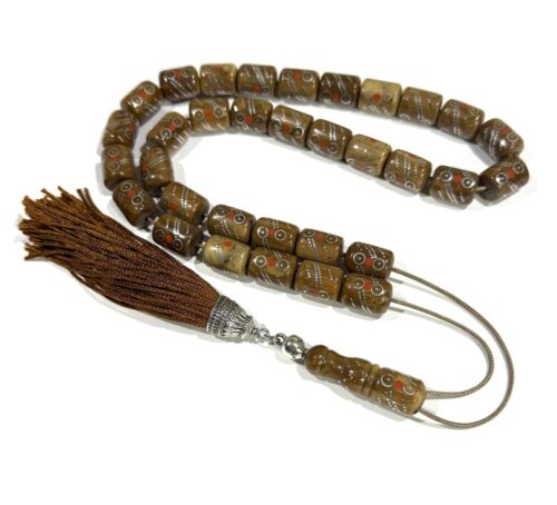 Κομπολόι 33άρι από Κουκ κεντημένο με Ασήμι WOO 40