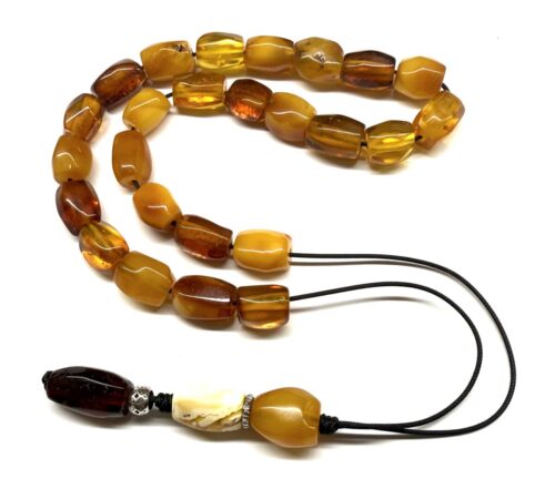 Κομπολόι από ατόφιο Κεχριμπάρι Αντικέ και Διαυγές AMB 179