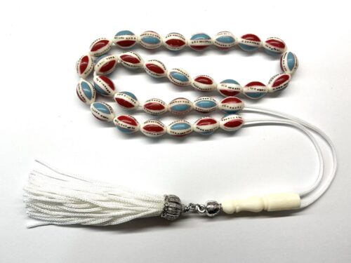 Κομπολόι από κόκκαλο καμήλας στολισμένο με πάστες και μπρούτζο CB 36