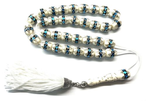 Κομπολόι 33άρι από κόκκαλο καμήλας στολισμένο με πάστα και μπρούτζο CB 99