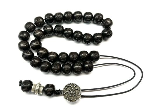 Κομπολόι 33άρι από ξύλο Έβενου σκαλιστό EBO 11