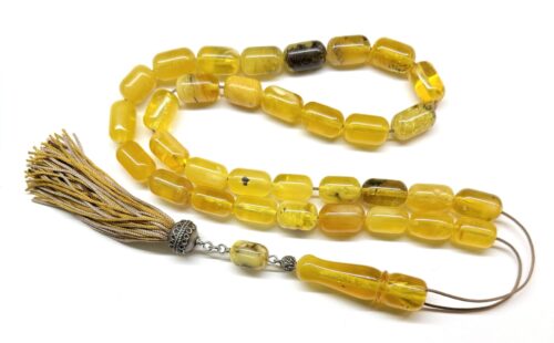 Κομπολόι 33άρι από ατόφιο Κεχριμπάρι Βασιλικό και διαυγές με εσώκλειστο έντομο AMB 950