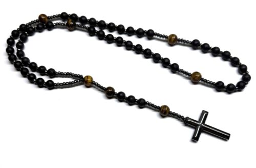 Lava, Hematite and Tiger Eye Rosary ROS 109