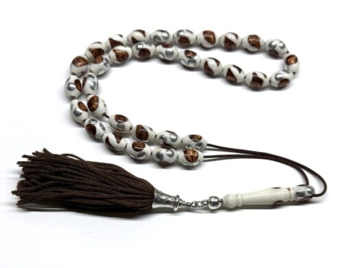 Κομπολόι 33άρι από Κόκκαλο καμήλας στολισμένο με ασήμι και ένθετα CB 124