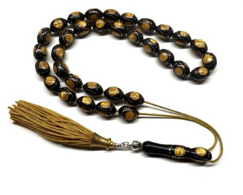 Κομπολόι 33άρι από Έβενο κεντημένο με Ασήμι και ένθετα EBO 101