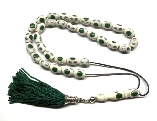 Κομπολόι 33άρι από Κόκκαλο καμήλας στολισμένο με ένθετα από Ασήμι και χρωματισμένη πάστα CB 217