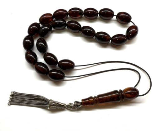 Κομπολόι από Κεχριμπάρι Πρεσαριστό σκούρο κονιάκ PAMB 148